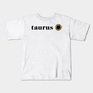 Taurus Sunflower Retro Zodiac Kids T-Shirt